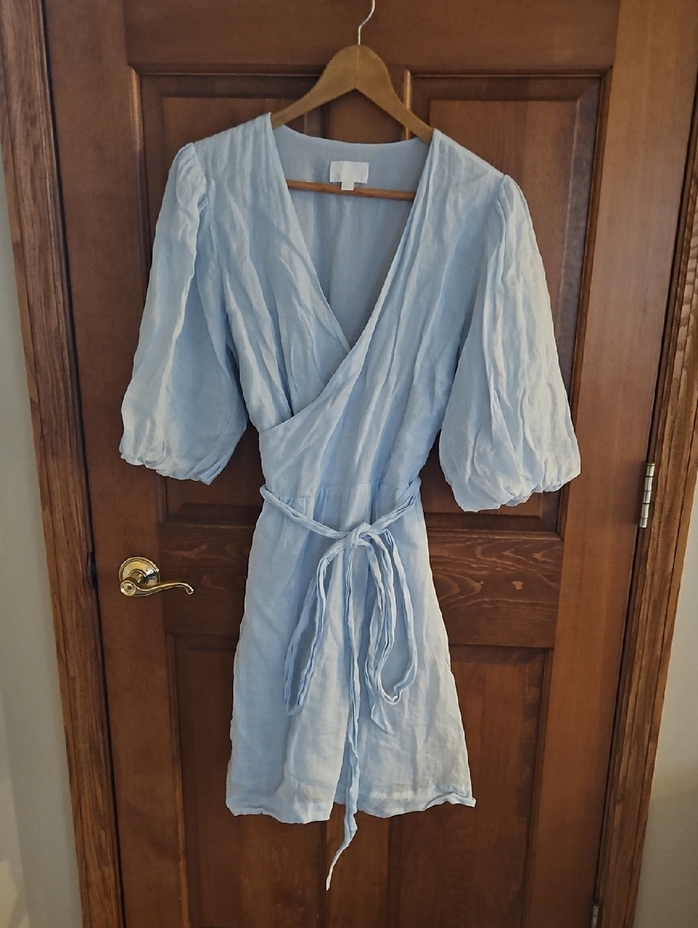 Every Light Blue Cotton Wrap Dress